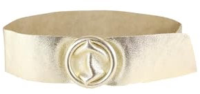 FrasiBags Breiter Damengürtel aus echtem Leder mit Ringschnalle, eleganter Gürtel Damen, hoher Gürtel für Kleidung, Damen-gürtel aus Leder, hergestellt in Italien, Gold, Einheitsgröße