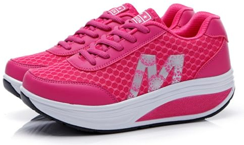 700-INK Donna Plateau Sneakers Scarpe Casual con Zeppa Scarpe da Passeggio Antiscivolo per Sport, Corsa, Outdoor B Rosa
