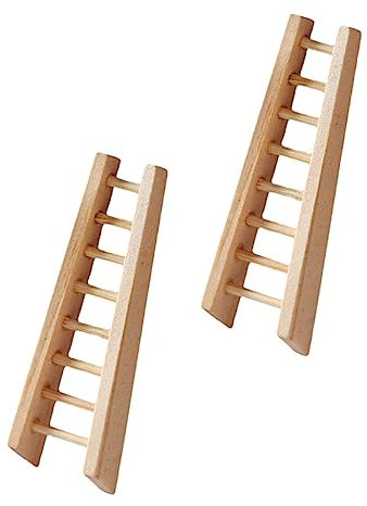 VICASKY Escalera de madera para decoración de casa de muñecas, miniescalera de casa, muebles de madera, minijoyas, accesorios para el hogar