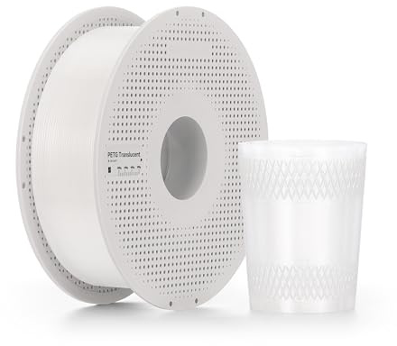 Bambu Lab PETG Translucent – 3D-Filament, 1,75 mm, durchscheinender Effekt, hohe Durchlässigkeit, UV/Wasser, Parameter 230–260 °C/65–75 °C, kompatibel mit AMS/AMS Lite, Spule, 1 kg, transparent