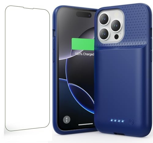 QTshine Battery caser for iPhone 16 Pro, 7500mAh Ultra-Slim Portable Charging Case Rechargeable Protective Extended Charging case Only for iPhone 16Pro charger case (6.3 Inch), Blue