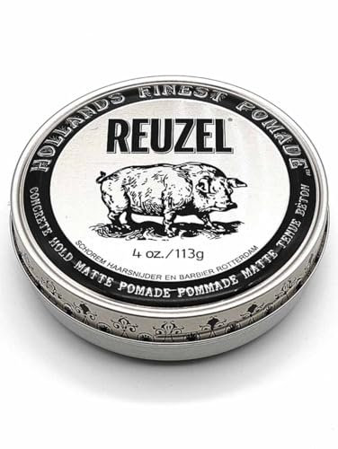 Reu Zel Concrete Hold Piglet Matte Pomade Strong Hold No Shine Water Soluble 113g