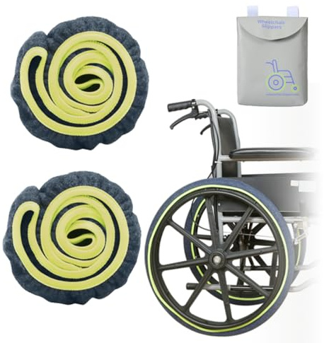 Ehucon WheelCover Für Transportsrollstuhl-Räder, Rollstuhl-Zubehör Reifenabdeckungen Zum Schutz Von Böden Und Teppichen, 1 Paar (Blau, 22 Zoll)