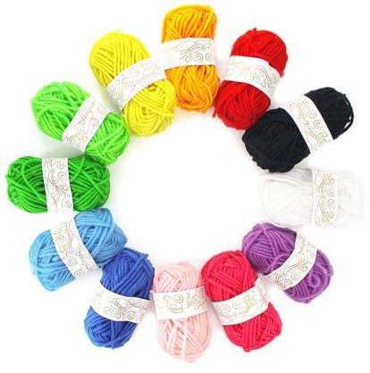 KIXZSAZ 12 Stück Kinder DIY Strickgarne, mehrfarbig, Kunsthandwerk, buntes Bastelmaterial, Nähen, Schnur, Ball, Pullover, Schal