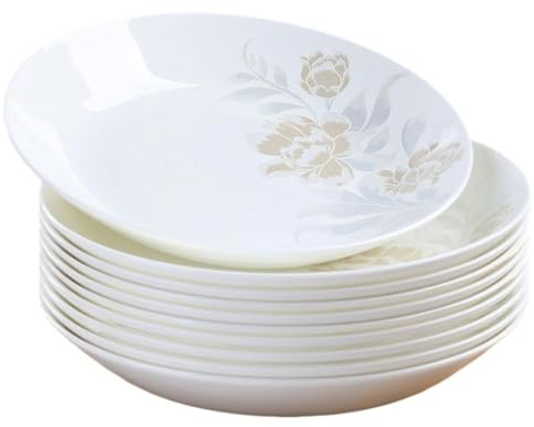 Lot de 10 assiettes rondes en porcelaine blanche de 20,3 cm - Passe au lave-vaisselle