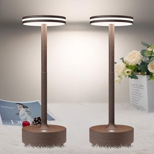 lampe de table tactile sans fil usb,5000mAh batterie rechargeable LED,2PCS | Lampe de chevet Dimmable, lumiere bureau piles, 3 températures de couleur, pour restaurant, interieur/exterieur, IP54