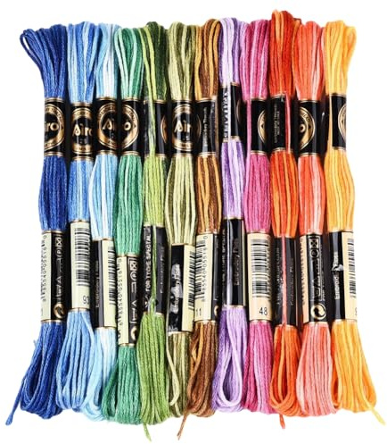 CABODYALS 12 Knäuel 6 Stränge Stickgarn In Regenbogenfarben Bunt Bunte Freundschaftsarmbandschnur Polyester Farbverlauf Kreuzstich Garn Garnfäden Zum Handnähen von Armbändern Basteln Heimwerken