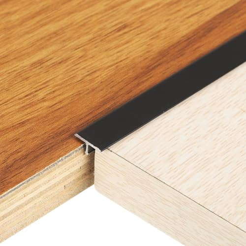 QUARKZMAN Übergangsprofil 90cm x 10mm T-Formleiste Übergangsleiste Boden Aluminiumlegierung Vinyl Boden Fugenleiste für Türschwellen Türteiler Laminat Fliesen Schwarz