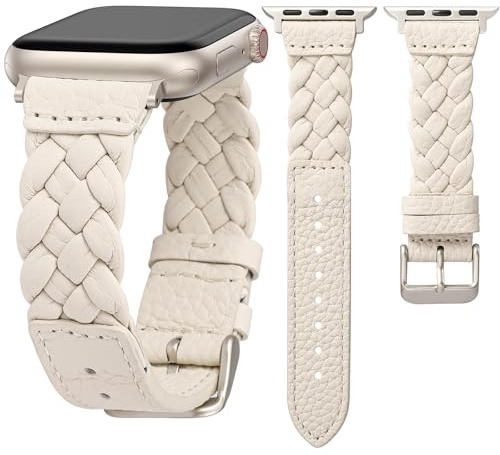 TOYOUTHS Braided Leather Strap Compatible with Apple Watch Straps Women 40mm 41mm 38mm 44mm 45mm 49mm 42mm 46mm, Soft Thin Leather Dressy Woven Bracelet for iWatch 11 10 9 8 7 6 5 4 SE/Ultra 3 2 1