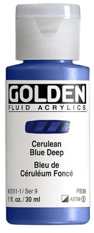 Pro-Art Golden Fluid Acrylic Paint 1 oz.-Cerulean Blue Deep