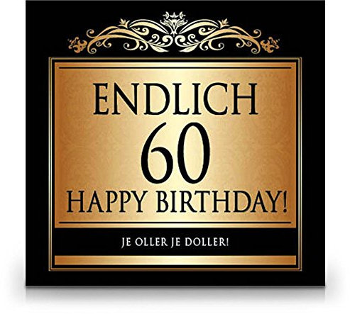 Udo Schmidt Aufkleber Flaschenetikett Etikett Endlich 60 Geburtstag gold elegant