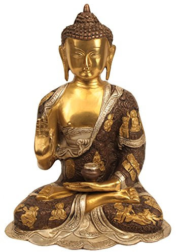 Aone Indien 30,5 cm groß Vitarka Mudra Buddha Statue Metall Messing Skulptur Buddha-Statue Home Decor Geschenk + Cash Umschlag (10 Stück)