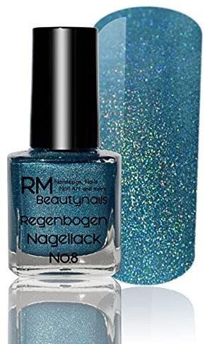 Hologram Effekt Regenbogen Nagellack Holographic Holo Lack Nail Polish Toller Effekt No. 8 Blau Blue 1er Pack (1x5ml)