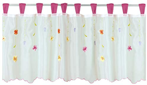 Bistrogardine mit Schlaufen ca. 150x45 cm Auswahl: pink - Blumen