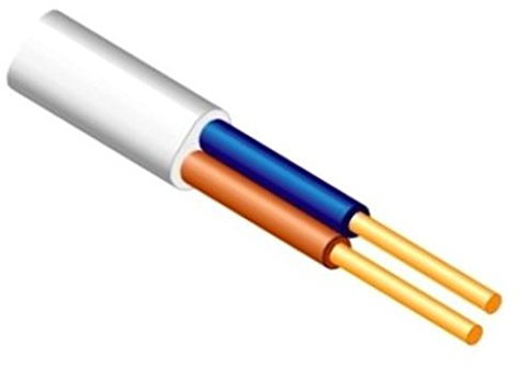 10m Flache Installationsleitung Kabel 2 x 1,5 mm YDYp flach weiß