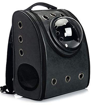 GINYICY Sac à Dos de Voyage Portable pour Animal de Compagnie, Motif Capsule Spatiale, Sac à Dos étanche pour Chat et Petit Chien, Sac à Dos approuvé par Les compagnies aériennes (Noir)