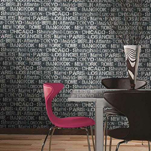 ROOMMATES Cities of The World Black and White Wallpaper