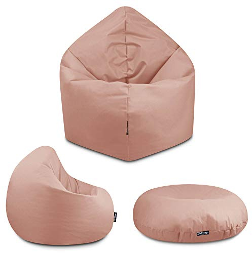 BuBiBag - 2in1 Sitzsack Bodenkissen - Outdoor Sitzsäcke Indoor Beanbag in 32 Farben und 4 Größen - Sitzkissen für Kinder und Erwachsene (Puderrosa-100 cm)