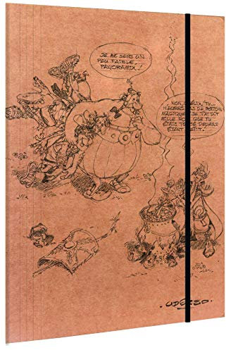 Clairefontaine 812946C - Zeichenmappe mit 3 Klappen, DIN A4+, 24x32 cm 'Asterix und Obelix', braun mit Motiv, Motive sortiert, 1 Stück