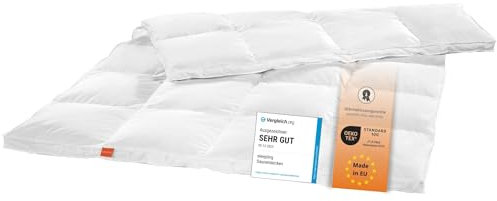 sleepling 196764 extra warme Winter Daunendecke Bettdecke, Neue weißen Daunen (90%) und Federn (10%), Made in EU, Ökotex, Downpass, 220 x 240 cm, weiß