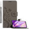 cadorabo Coque pour Samsung Galaxy A20e en Gris Floral – Housse Protection en Design de Fleur avec Fermoire Magnétique, Stand Horizontal et 3 Fentes Cartes - Portefeuille Etui Poche Folio Case Cover