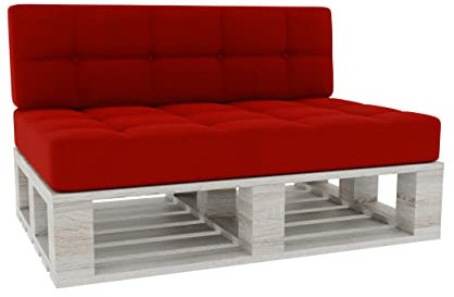 Gutekissen® Palettenkissen Gesteppte Kissen mit Knöpfen, Palettenauflagen Sitzkissen Rückenlehne Gesteppt PFG (Set (Sitzkissen 120x80 +Rückenlehne 120x40), Rot)