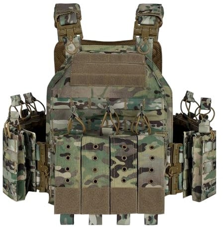 vAv YAKEDA Tactical Vest for Men Quick Release Outdoor Airsoft Vest Adjustable for Adults (CP)
