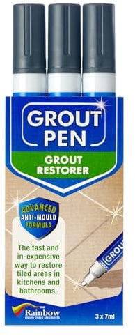 3 X DARK GREY Grout Pens For restoring tile grout.
