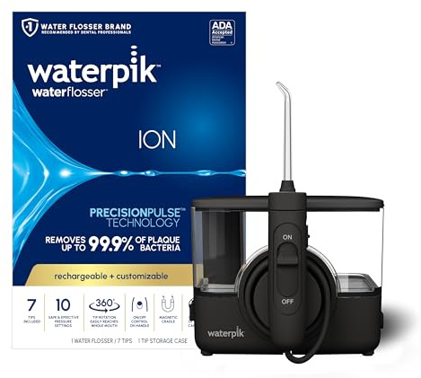 Waterpik ION Professional Cordless Water Flosser Teeth Cleaner Rechargeable and Portable, Black, 1 Count