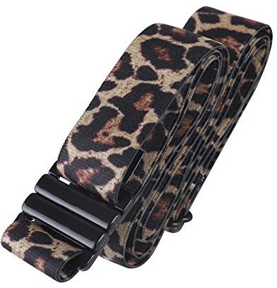 Tights Up - Verstellbarer elastischer Gürtel für Damen und Herren | Unsichtbarer Stretchgürtel mit flacher Schnalle und rutschfester Gel-Rückseite - Leopard Plus