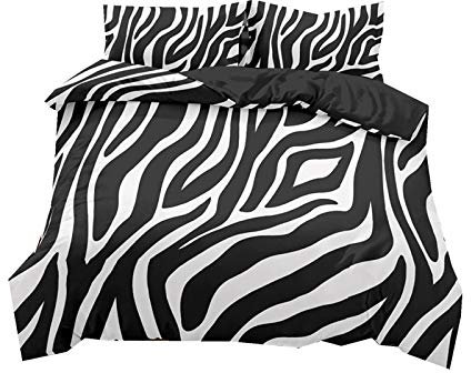 2/3 Pièces Hommes Ensemble de Literie Marron Noir Blanc Motif Animal Tigre Léopard Zèbre Girafe Microfibre Housse de Couette et Taie d'oreiller Chambre Bedding Décoration (Color 2, 220 x 240 cm)