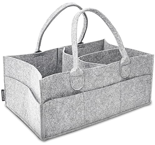 Rubberneck Baby Windel Filztasche XL - tragbare Wickeltasche, Allzweck Organizer aus Filz (Hellgrau, 40 x 26 x 17 cm)