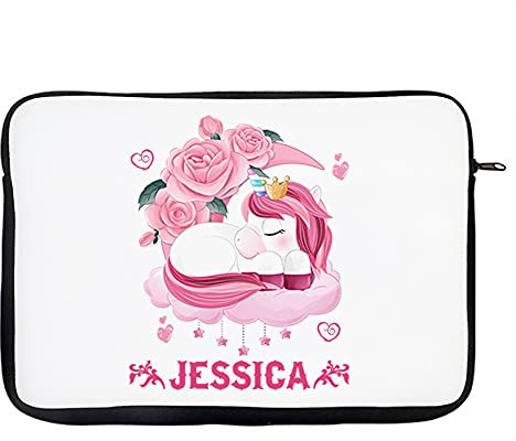 Personalised Floral Unicorn Girl Princess Sleeps Here ANY NAME BACK TO SCHOOL New Term Toddlers Laptop Sleeve, Laptop Organiser, Laptop Case Office use. (14)