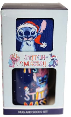 Disney Lilo & Stitch Angel Christmas Ceramic Mug & Socks Gift Set (Angel Mug & Socks)