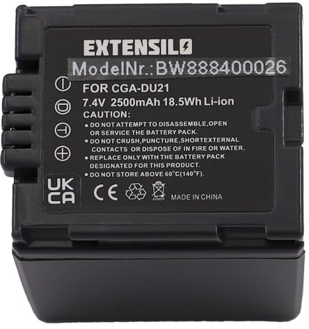 EXTENSILO 1x Battery Replacement for Hitachi DZ-BP07s, DZ-BP14s, DZ-BP21 for Camera DSLR (2500 mAh, 7.4 V, Li-ion)