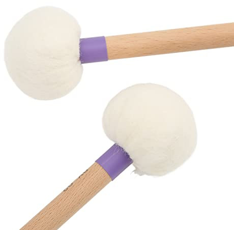 2 Uds., Mazos de Tambor, Mazos de Fieltro, Palos de Arce, Mazos de Madera, Palos de Percusión para Tambores de Bajo, Timpani Snare Drums(Púrpura)