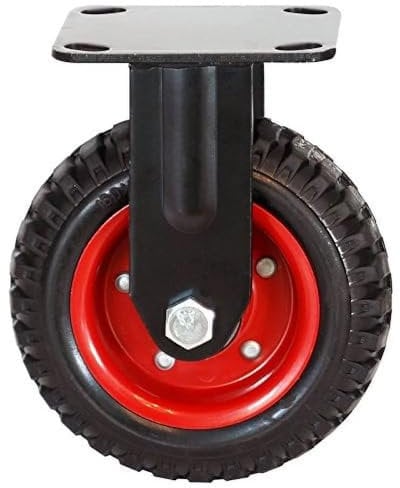 POWERTEC 17053V - Rueda industrial fija y resistente, 8 pulgadas, 1 paquete, color negro