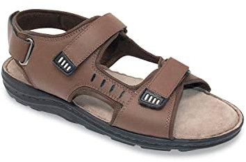Pegasus Men's Leather Wide Fit Sandals with Adjustable Touch Fasten Straps & Soft Cushioned Footbed