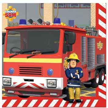 Amscan 9912960 - Servietten Fireman Sam - 16 Stk. - 33 x 33 cm