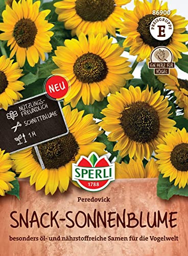 Sperli 86900, Snack-Sonnenblume Peredovick, Nährstoffreiche Samen für die Vogelwelt, Nützlingsfreundliche Schnittblume, Portionssaatgut