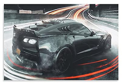 Rennauto-Poster für Chevy Corvette Sportauto-Poster, dekoratives Gemälde, Leinwand, Wandposter und Kunstbild, modernes Familien-Schlafzimmer, Dekoration, Poster, 40 x 60 cm