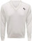 DIGITAL SPOT Mens Bowling White Knitted Ribbed Sweater Adult Sleeveless V Neck Lawn Bowl Top (Long Sleeve White 10G X-Large)