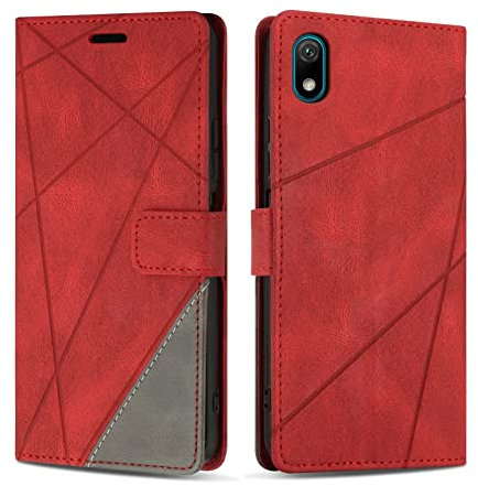SONWO Coque pour Huawei Y5 2019 / Huawei Honor 8S, Protection Housse Etui en Cuir PU Portefeuille Livre pour Huawei Y5 2019 / Huawei Honor 8S, Emplacements Cartes, Fonction Support, Rouge