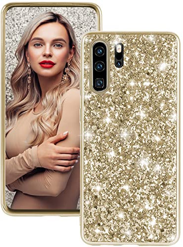 Hülle Huawei P30 Pro Handyhülle für Huawei P30 Pro Hülle Glitzer Bling Sparkle Stoßfest Anti-Kratzer Ganzkörper 360 Grad Schutzhülle für Huawei P30 Pro Hülle Original Ultra Dünn Cover Case (Gold)