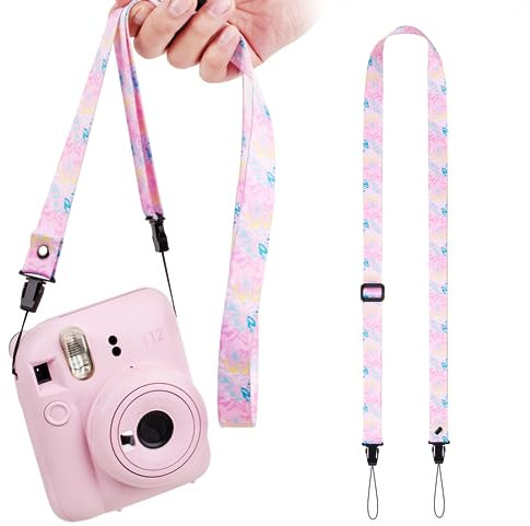 VOVMOEYA Sangle Appareil Photo pour Enfants, Sangle de Cou pour Appareil Photo pour Enfants, Lanière Appareil Photo pour Fujifilm Instax Mini Sony ZV-E10 ZV-1 ZV-1F Canon R50 M50 Nikon – Rose