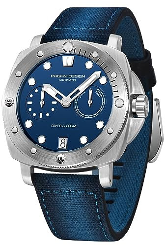 Montres Pagani Design pour Hommes Montre mécanique à remontage Automatique, Montre-Bracelet en Verre Saphir, Montre Sport et décontractée pour Hommes avec Bracelet en Nylon (Bleu)