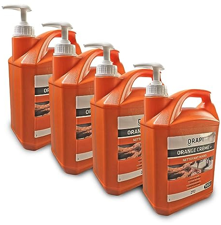 Atelier Savon Nettoyant Main Orange Crème + - Carton de 4 Jerricans de 5L - Nettoyage des Mains - Adoucit la Peau - pH Neutre