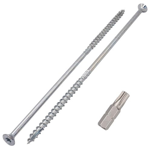SKIR'CO (10 Pièces) Vis à Bois en Acier Zingué 8,0 x 260 mm, Tête Fraisée Torx, Type 17, pour Aggloméré