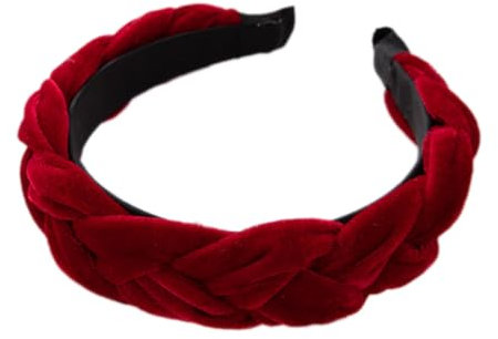 Damen Samt Haarreif Breit Haarband Geflochten Stirnband Vintage Haarreifen Haarschmuck Haarzubehör Verdrehtes Geknotetes Stirnband für Frauen Mädchen für den täglichen Gebrauch,Rot