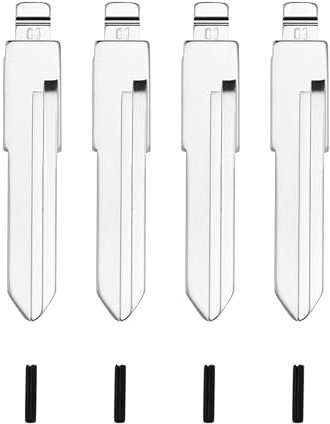 Be In Your Mind HU49 Schlüsselbart für Funkschlüssel, kompatibel mit VW T4, Klappschlüssel, Rohling, ungeschliffen, Metall, Klappschlüssel, Ersatzteil, Silber, 4 Stück